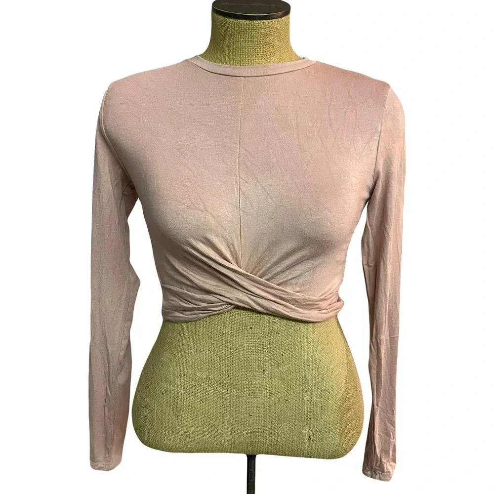 divided H&M wrap front long sleeve crop top size small